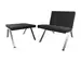 Sessel + Hocker 1600 Girsberger / Farbe: Schwarz / Bezugsmaterial: Leder